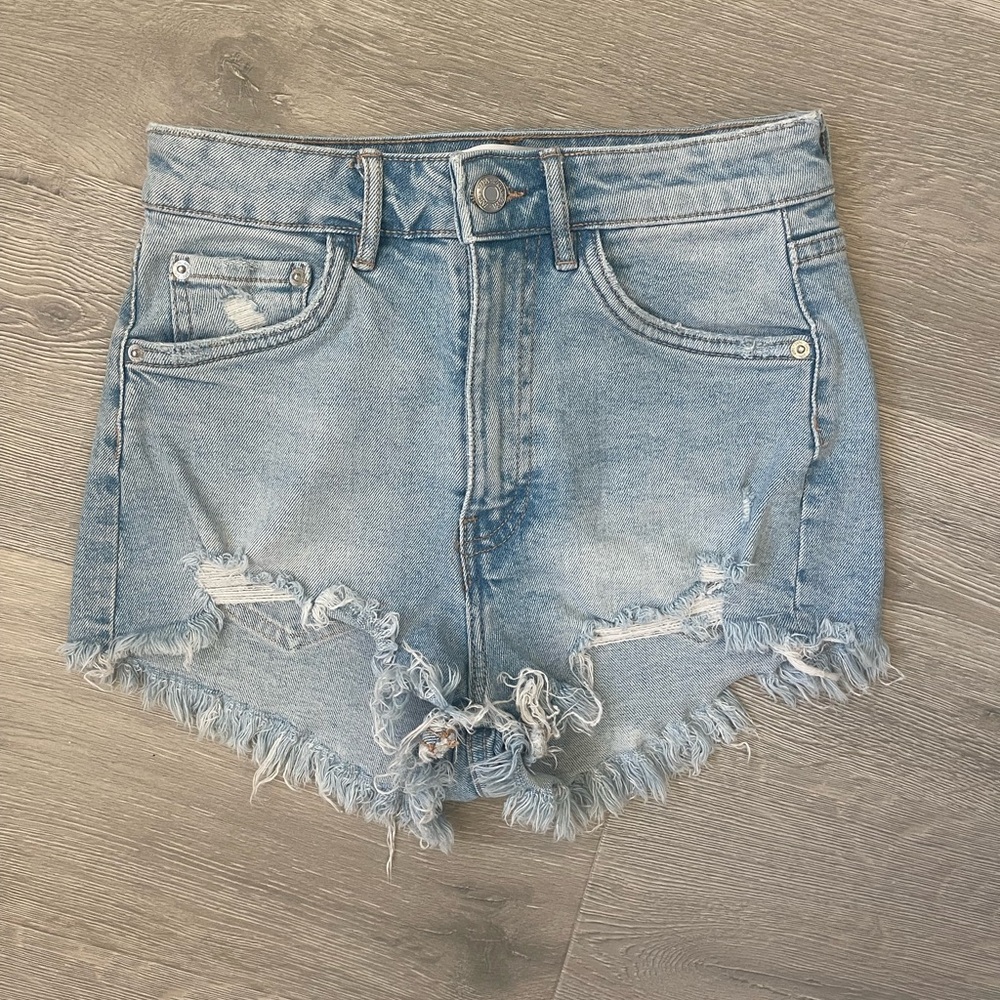Zara Distressed Light Wash Jean Shorts